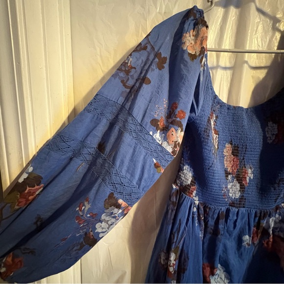 Free People Bohemian Witchy Fairy Morning Glory Maxi Dress Dutch Blue Medium - Picture 3 of 10